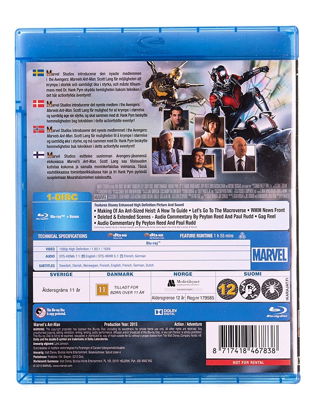 Marvel : Ant-Man - Blu-ray - Blu-ray-levyt - 10105570774 - 1