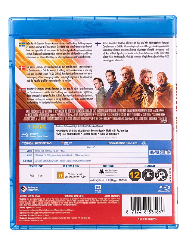 Marvel : Ant-Man and the Wasp - Blu-ray - Blu-ray-levyt - 10105570798 - 1