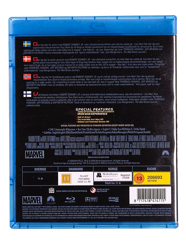 Marvel : Iron man - Blu-ray - Blu-ray-levyt - 10105570807 - 1