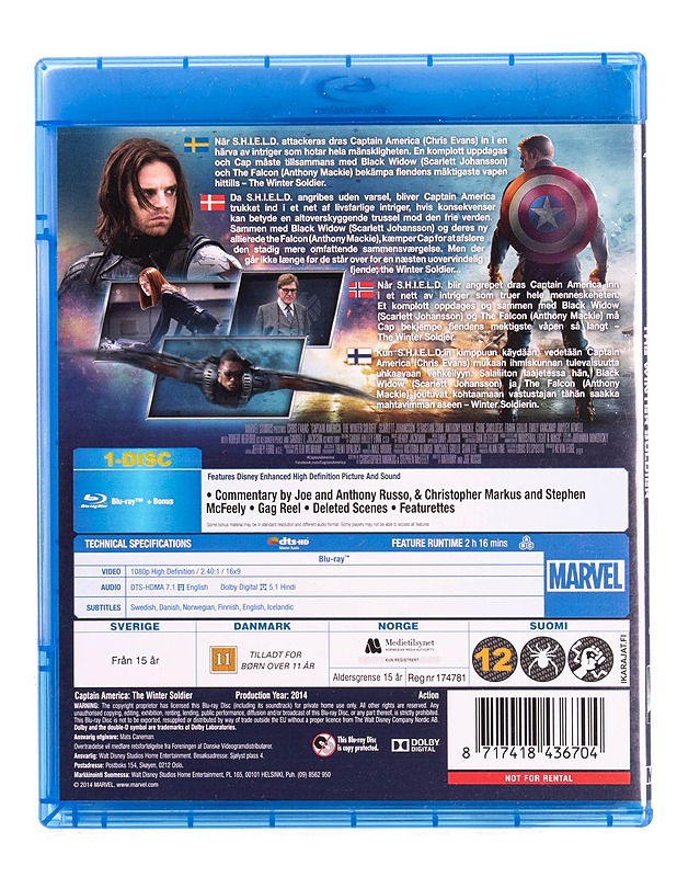 Marvel : Captain America: The Winter Soldier - Blu-ray - Blu-ray-levyt - 10105570817 - 1