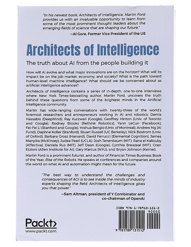 Architects of intelligence : the truth about AI from the people building it - Martin Ford - Tietokirjat ja oppaat - 10105570819 - 1