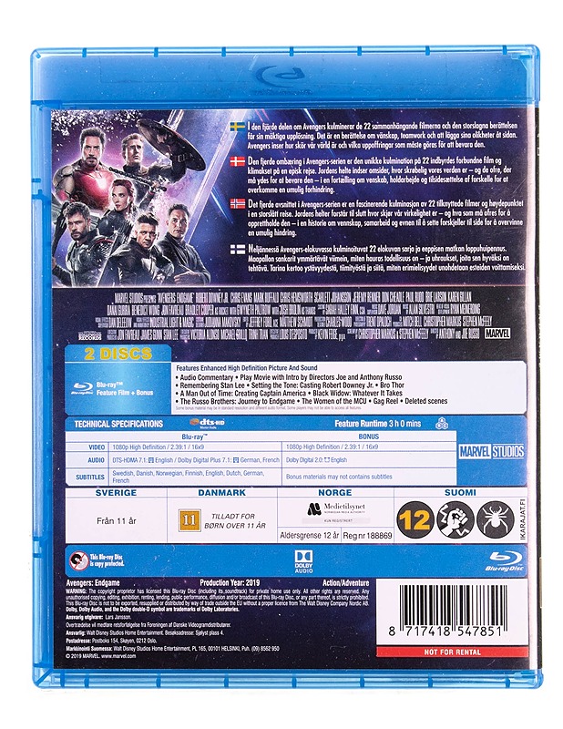 Marvel : Avengers Endgame - Blu-ray - Blu-ray-levyt - 10105570863 - 1