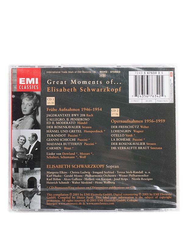 Elisabeth Schwarzkopf - Great Moments of ... - 2 CD:tä  - CD-levyt - 10105571327 - 1