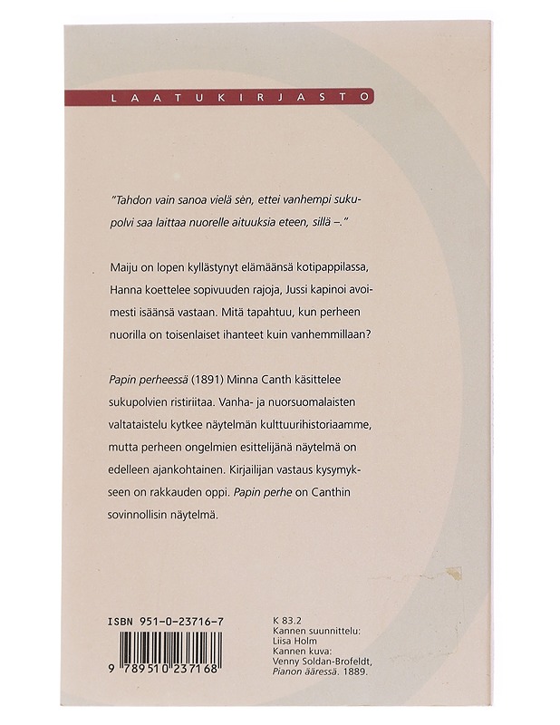 Papin perhe - Minna Canth - Romaanit ja novellit - 10105571462 - 1