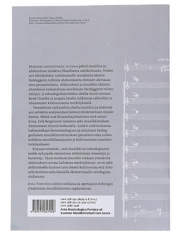 Musiikki ahdistuksen taitona : filosofinen tutkimus musiikin eksistentiaalis-ontologisesta merkityksestä - Juha Torvinen - Tietokirjat ja oppaat - 10105571466 - 1