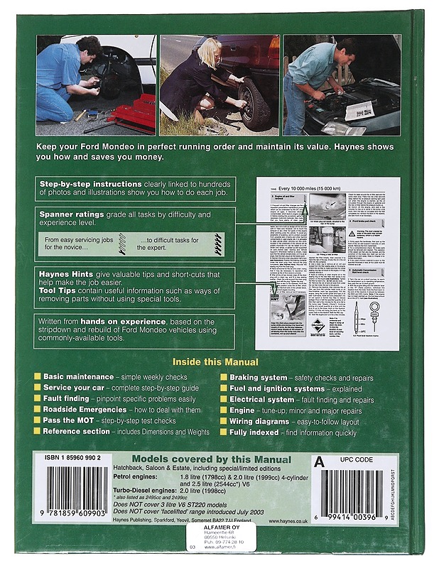 Ford Mondeo 2000-2003 : service and repair manual - Legg, A. K. - Tietokirjat ja oppaat - 10105571822 - 1