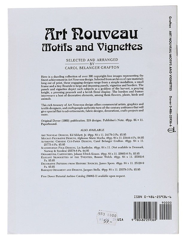 Art nouveau motifs and vignettes - Grafton, Carol Belanger - Taide- ja kulttuurikirjat - 10105572207 - 1