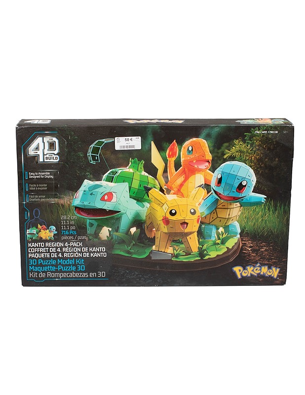 4D BUILD Pokémon Kanto Region 4-Pack 3D-palapeli, 716 palaa - Palapelit - 10105572580 - 0