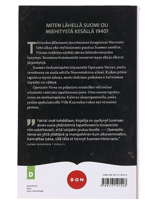 Operaatio Verna / kesän 1940 salattu kaappaushanke - Ville Kaarnakari - Romaanit ja novellit - 10105572874 - 1
