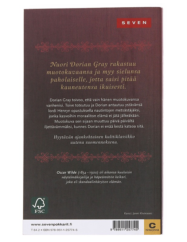 Dorian Grayn muotokuva - Wilde, Oscar - Romaanit ja novellit - 10105572901 - 1