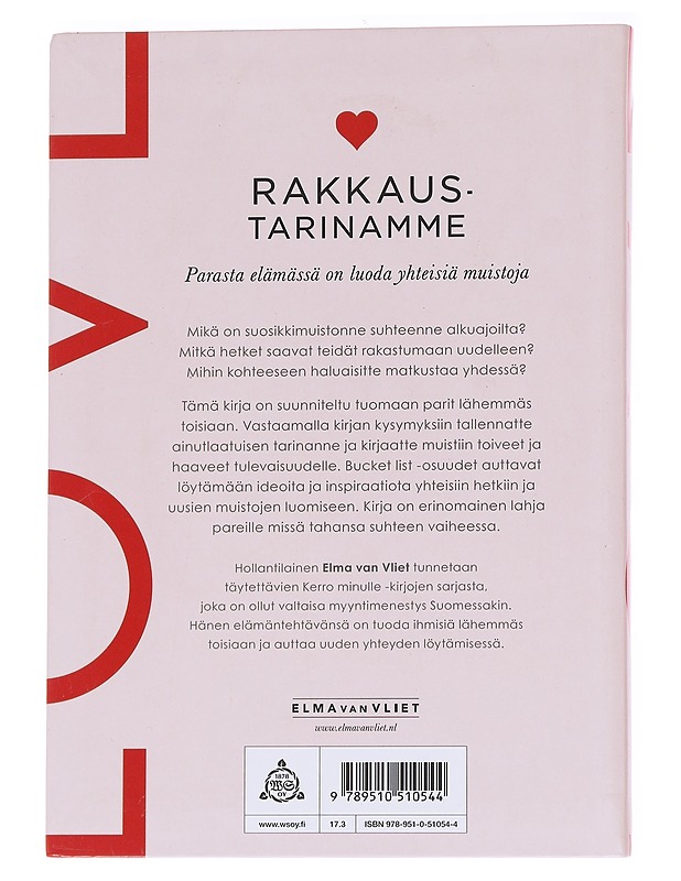 Rakkaustarinamme : Muistojen kirja ja bucket list pareille - Vliet, Elma van - Hyvinvointikirjat - 10105573134 - 1