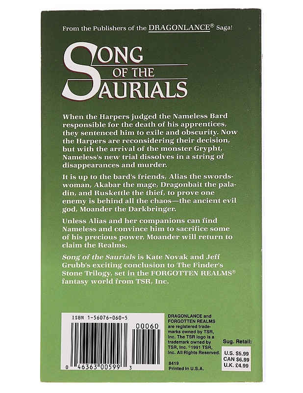 Song of the Saurials - Kate Novak, Jeff Grubb - Fantasia- ja scifi - 10105573518 - 1