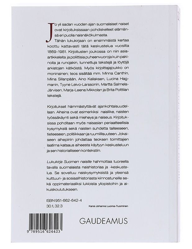 Lukukirja Suomen naisille - Husu, Liisa - Tietokirjat ja oppaat - 10105573531 - 1