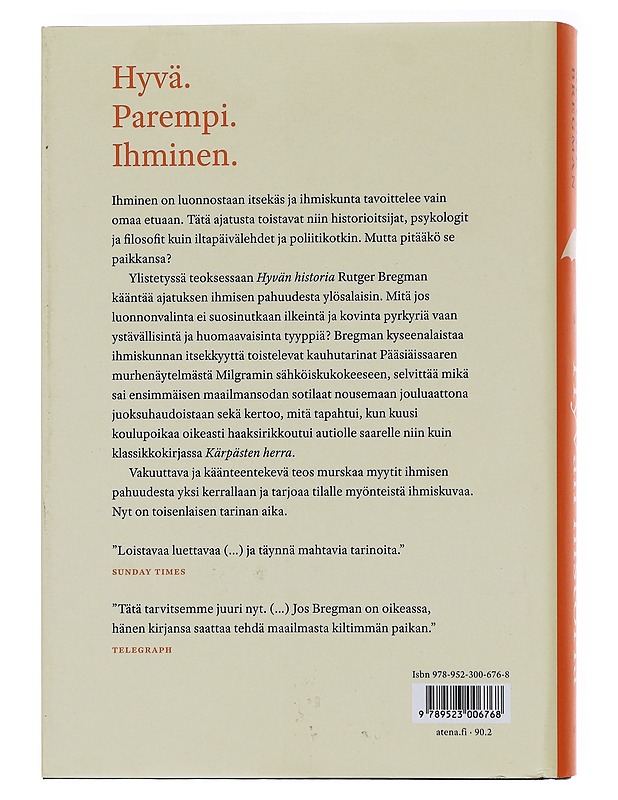 Hyvän historia : ihmiskunta uudessa valossa - Bregman, Rutger - Historiakirjat - 10105573564 - 1