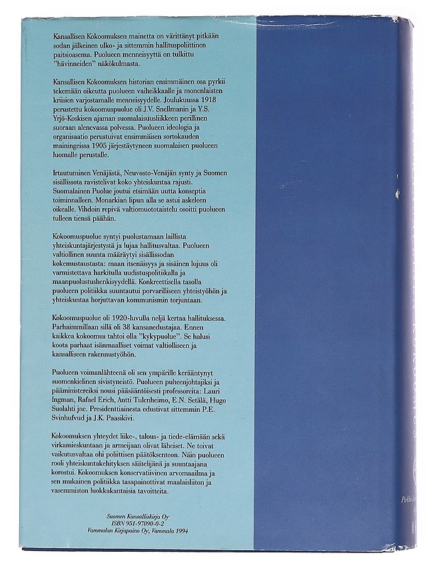 Suomalaiskansallinen Kokoomus / Osat 1-3  - Historiakirjat - 10105573763 - 1