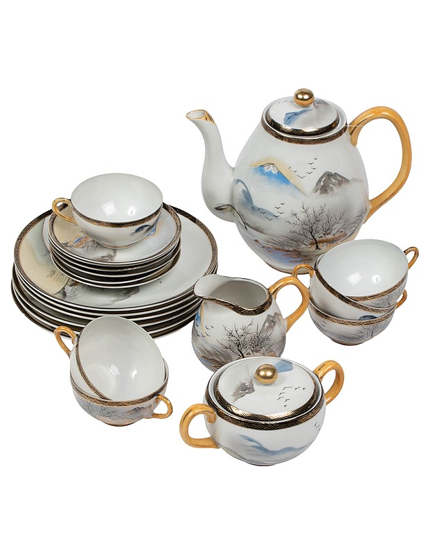 Japanilainen posliini teeastiasto, 21 osaa - Tarjoiluastiat - 10105573960 - 0