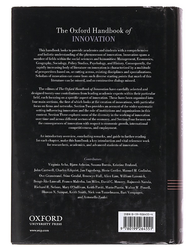 The Oxford handbook of innovation - Fagerberg, Jan - Tietokirjat - 10105574017 - 1
