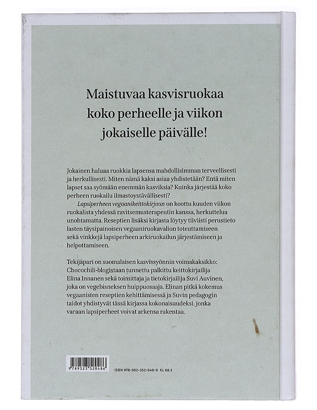 Lapsiperheen vegaanikeittokirja : helppo arki Chocochilin resepteillä - Innanen, Elina - Ruokakirjat - 10105574166 - 1