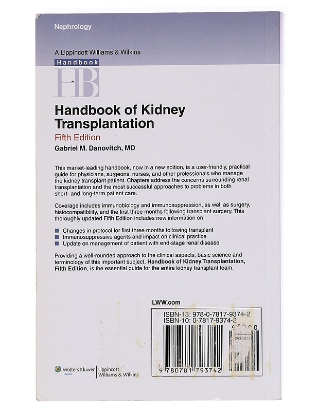 Handbook of Kidney Transplantation: fifth edition - Gabriel M. Danovitch - Tietokirjat ja oppaat - 10105574364 - 1