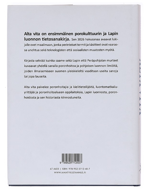Alta vita / porokulttuurin ja Lapin luonnon tietosanakirja - Martti Anneberg - Tietokirjat ja oppaat - 10105574441 - 1