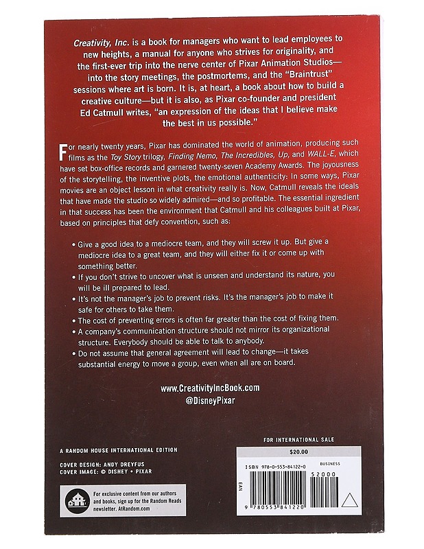 Creativity, INC - Catmull, Ed - Tietokirjat ja oppaat - 10105574689 - 1