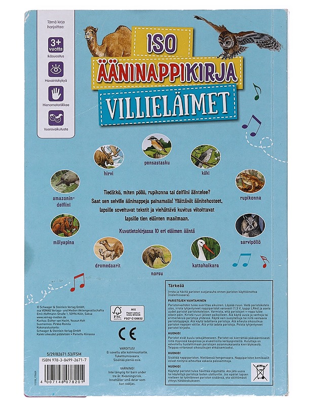 Iso ääninappikirja villieläimet - Pirkko Roinila - Lastenkirjat - 10105575306 - 1
