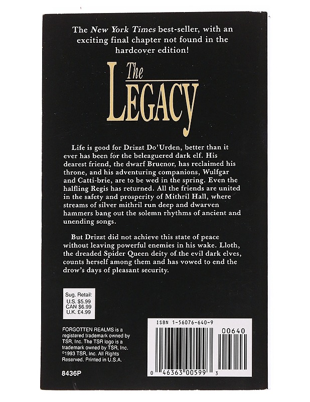 The Legacy - R. A. Salvatore - Romaanit ja novellit - 10105575314 - 1