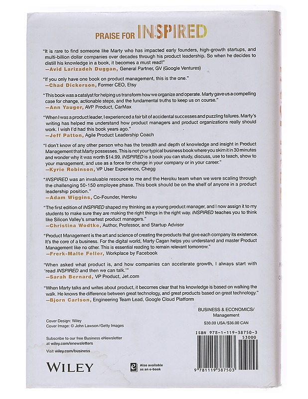 Inspired : how to create tech products customers love - Marty Cagan - Romaanit ja novellit - 10105575483 - 1