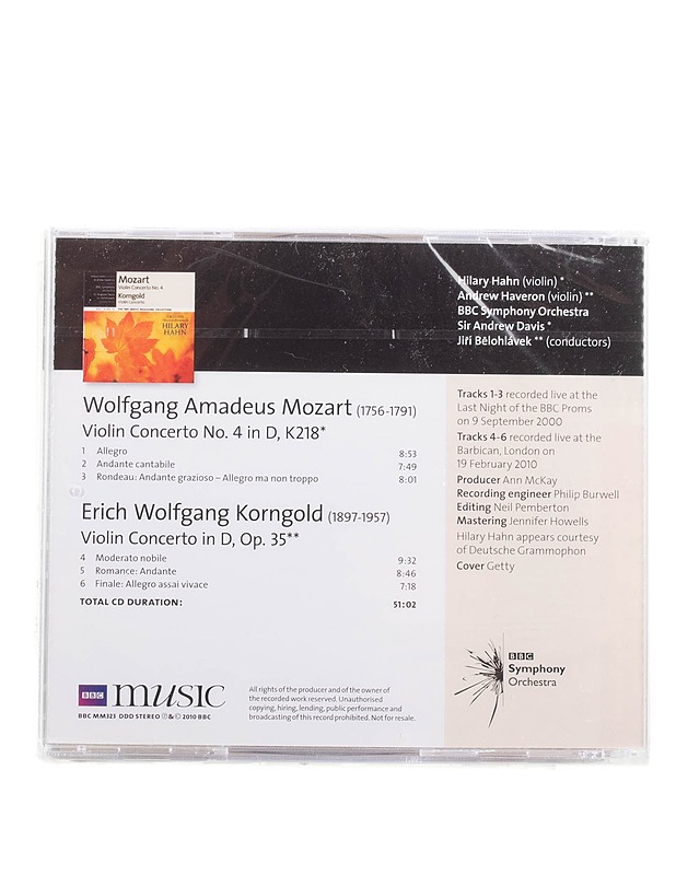 Mozart and Korngold - Violin concerto no. 4 - CD - Musiikki ja elokuvat - 10105575546 - 1