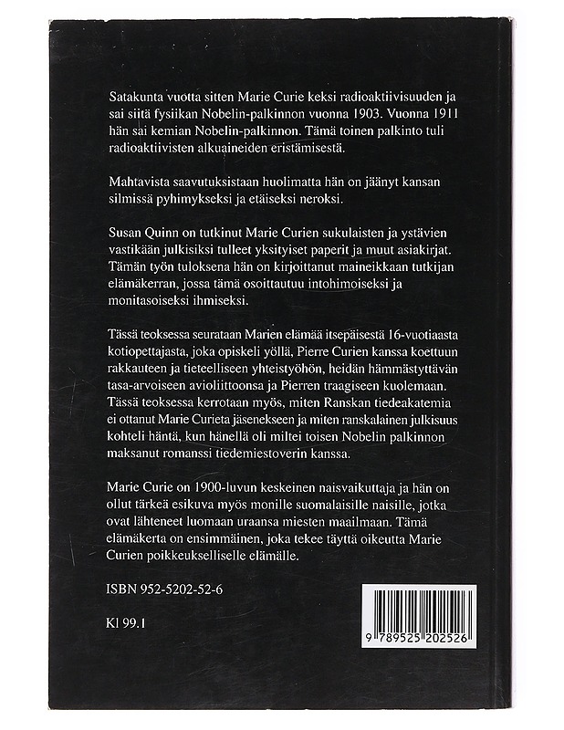 Marie Curie / elämä - Quinn, Susan - Elämäkerrat ja muistelmat - 10105575761 - 1