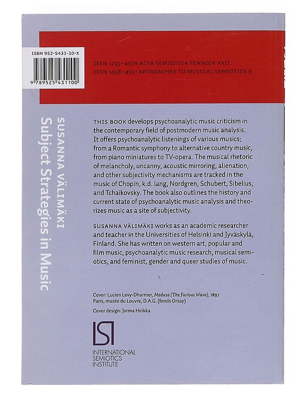 Subject strategies in music : a psychoanalytic approach to musical signification - Susanna Välimäki - Tietokirjat ja oppaat - 10105575843 - 1
