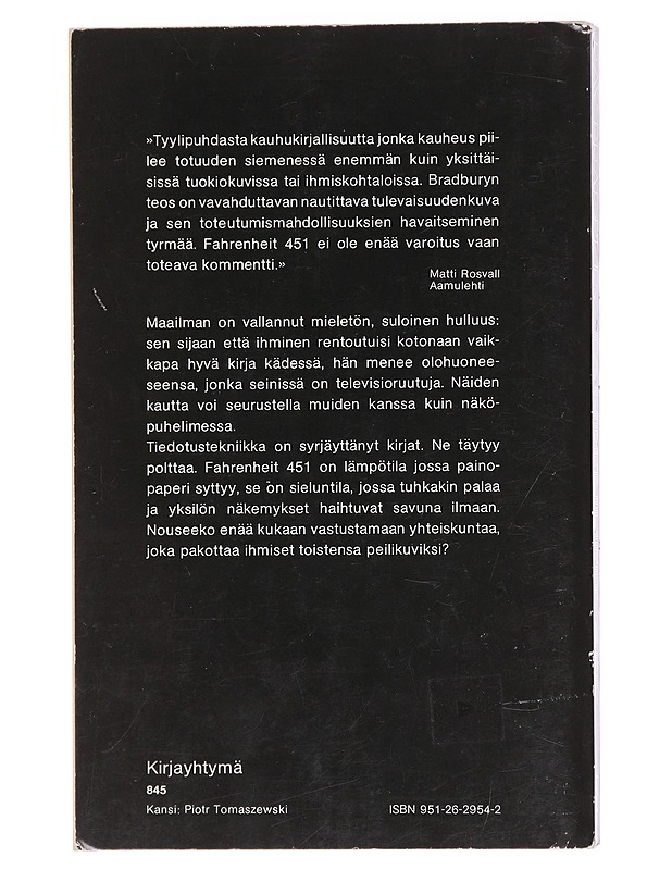 Fahrenheit 451 - BRADBURY, RAY - Romaanit ja novellit - 10105576074 - 1