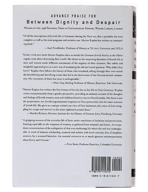 Between Dignity and Despair ; Jewish Life In Nazi Germany - Kaplan, Marion  - Historiakirjat - 10105576374 - 1