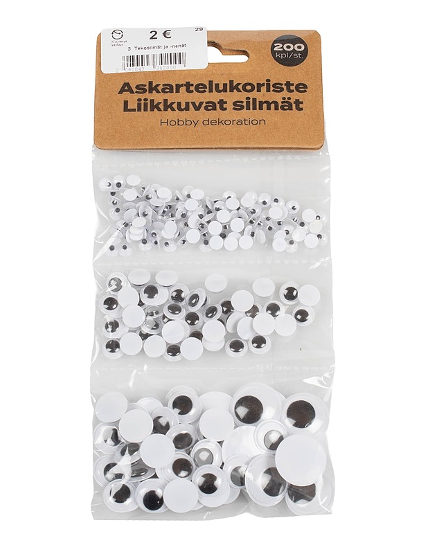Askartelukoriste liikkuvat silmät, 200 kpl - Askartelu - 10105576696 - 0