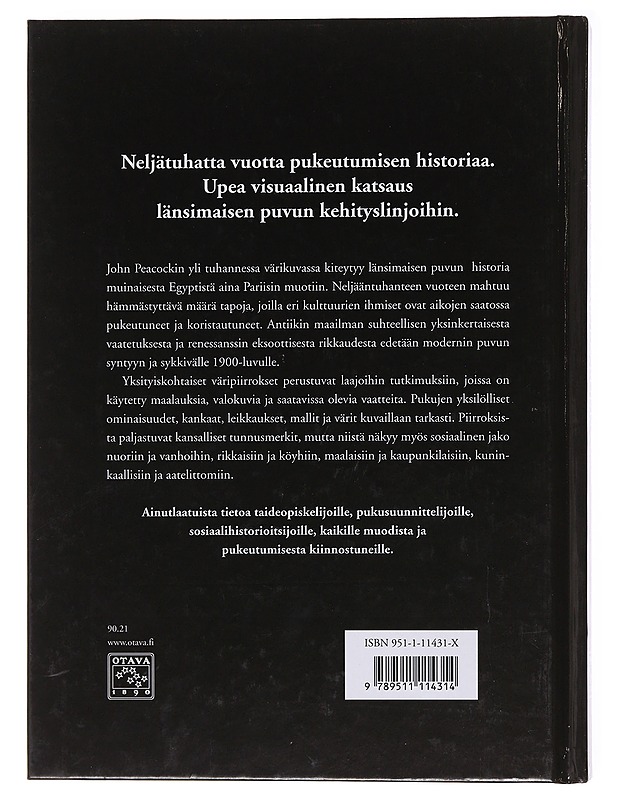 Länsimainen puku antiikista nykypäivään - Peacock, John - Historiakirjat - 10105577033 - 1