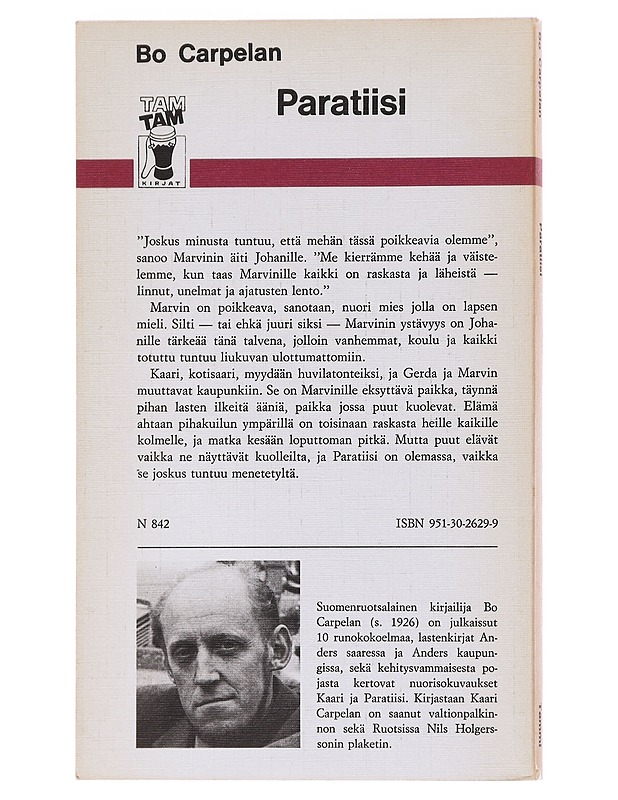 Paratiisi / kertomus Marvinin ja Johanin ystävyydestä 2 - Carpelan, Bo - Nuorten kirjat - 10105577119 - 1