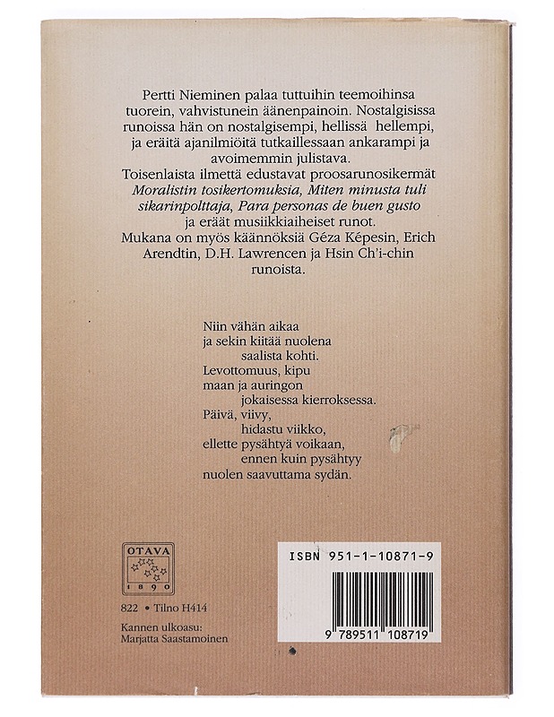 Vaikka aamuun on vielä aikaa / runoja - Pertti Nieminen - Runot ja näytelmät - 10105577590 - 1
