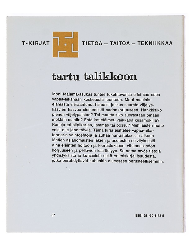 TARTU TALIKKOON / MAATALOUTTA HARRASTELIJALLE - NILSSON, ANNE - Tietokirjat ja oppaat - 10105577645 - 1