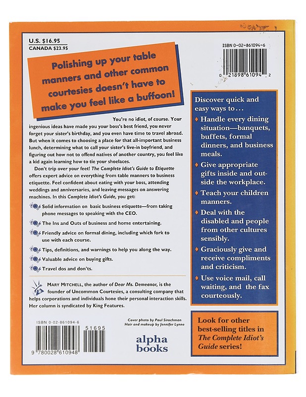 The Complete Idiot's Guide To Etiquette - Mary Mitchell - Tietokirjat ja oppaat - 10105577945 - 1