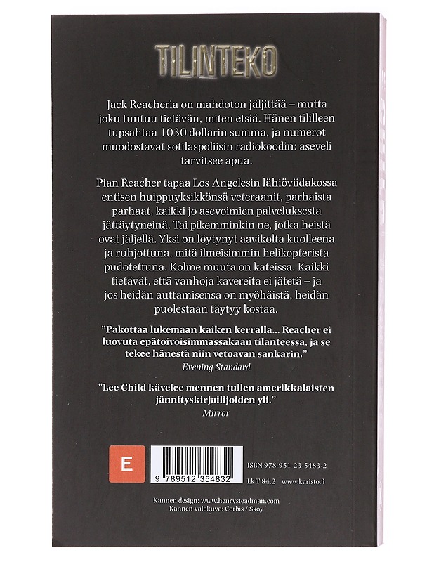 Tilinteko - Child, Lee - Romaanit ja novellit - 10105578051 - 1