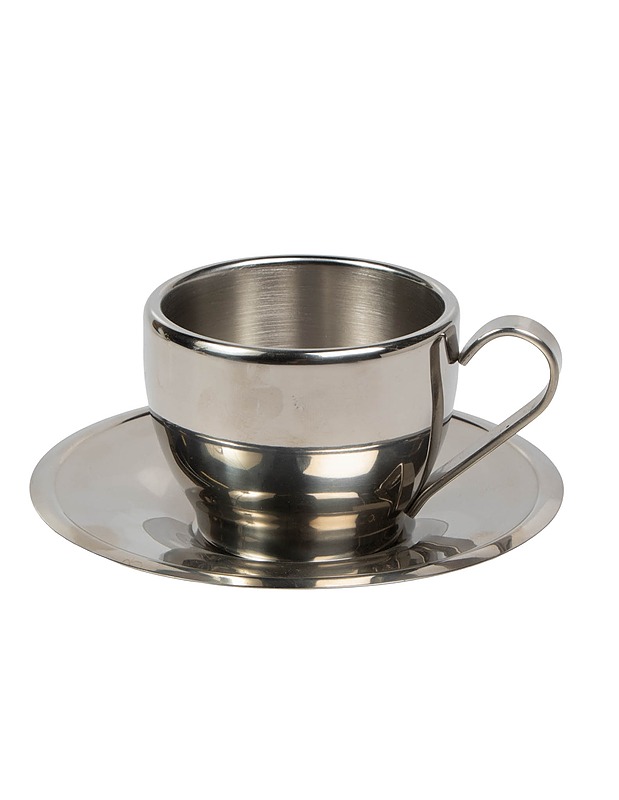 ISOSTEEL kahvikuppi ja aluslautanen, 4 osaa - Mukit ja kahvikupit - 10105578384 - 1