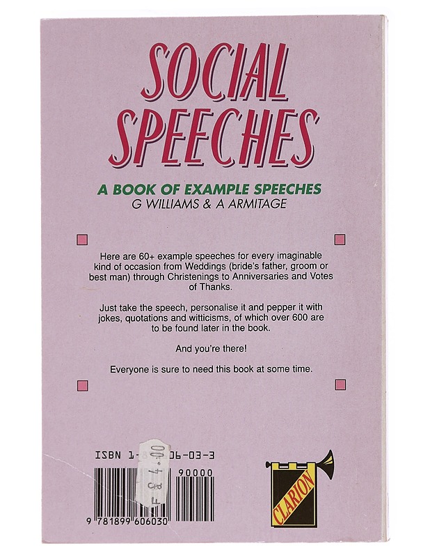 Social speeches - G. Williams - Romaanit ja novellit - 10105578839 - 1