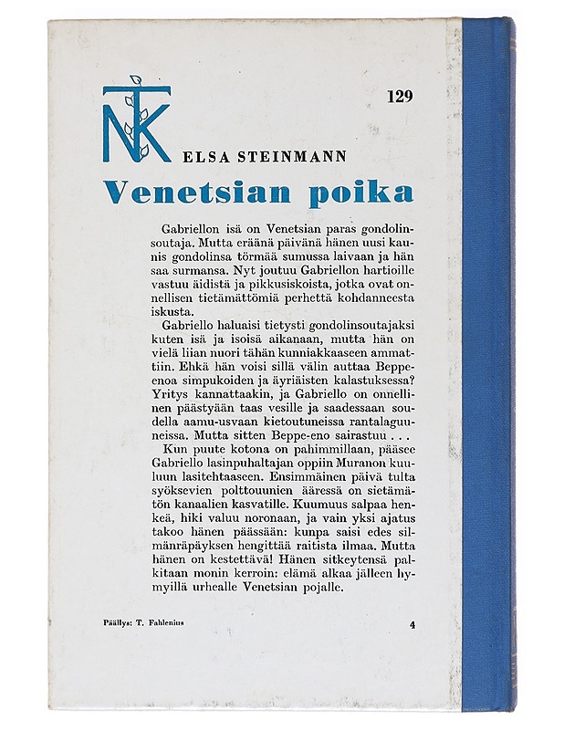 Venetsian poika - Elsa Steinmann - Romaanit ja novellit - 10105579051 - 1