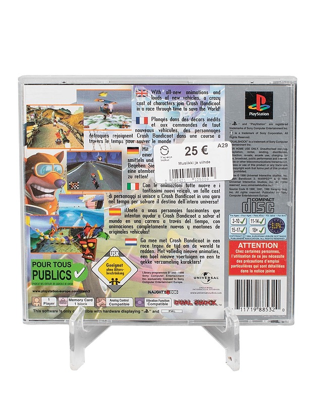 PlayStation Crash Bandicoop Warped -peli  - Konsolit ja konsolipelit - 10105579246 - 1