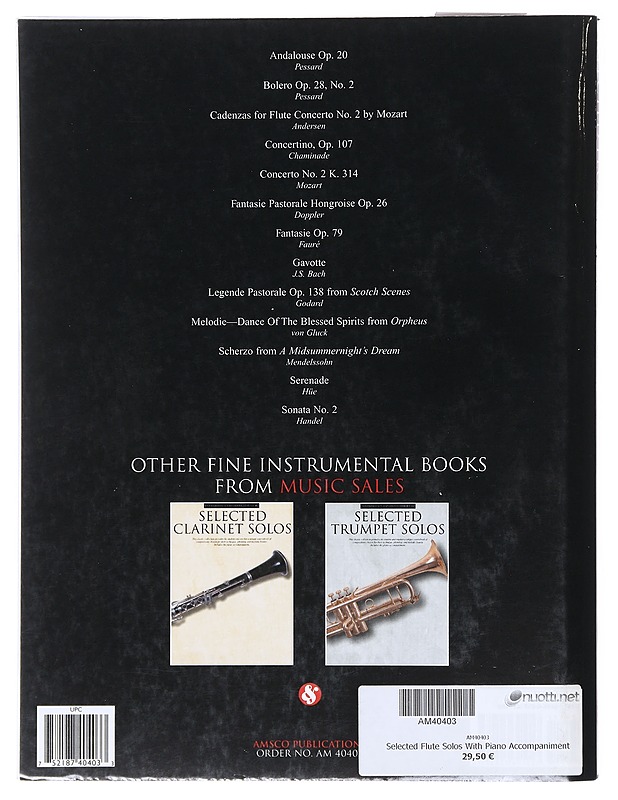 Selected Flute Solos - Amsco - Musiikki- ja elokuvakirjat - 10105579247 - 1
