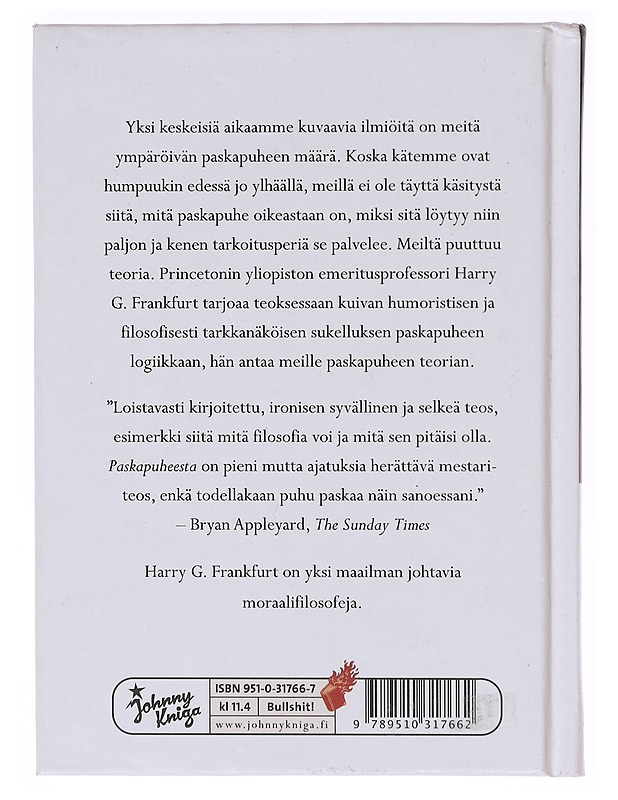 Paskapuheesta - Frankfurt, Harry G. - Kaunokirjallisuus - 10105579373 - 1