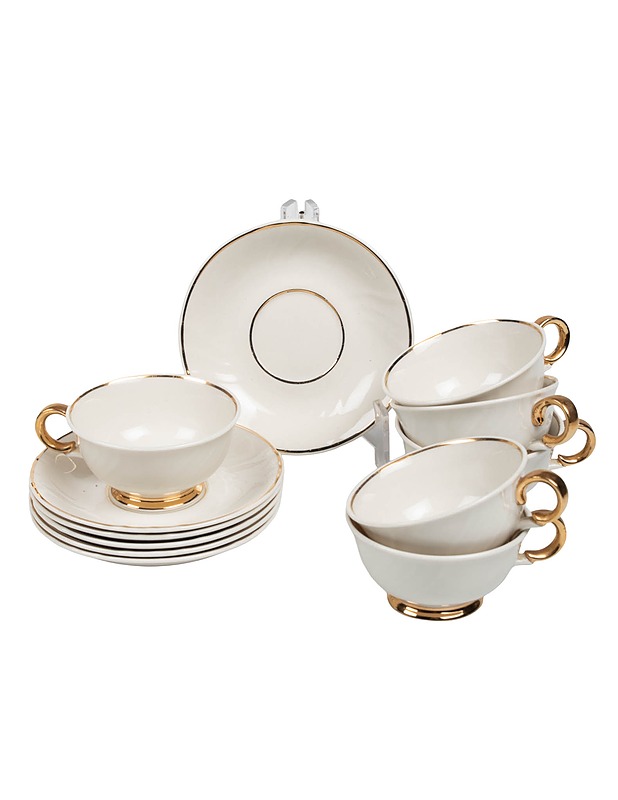 ARABIA Kultakoriste mokkakuppi ja tassi, 6 paria - Designsuosikit - 10105579399 - 0