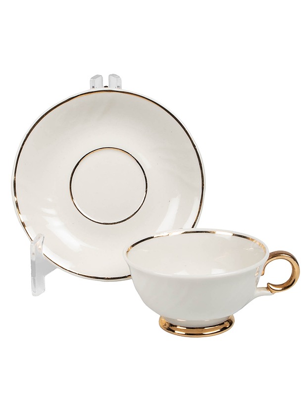 ARABIA Kultakoriste mokkakuppi ja tassi, 6 paria - Designsuosikit - 10105579399 - 1