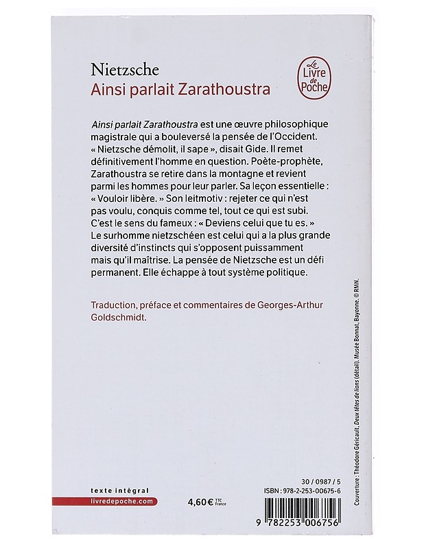 Ainsi parlait Zarathoustra - Nietsche - Romaanit ja novellit - 10105580038 - 1