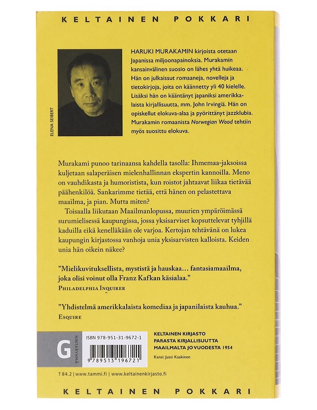 Maailmanloppu ja ihmemaa - Murakami, Haruki - Fantasia- ja scifi - 10105580720 - 1